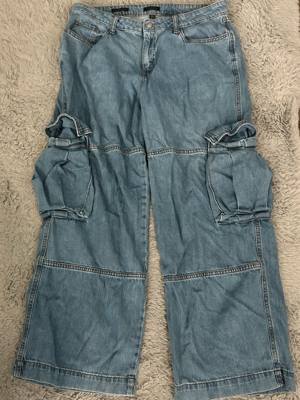 wild fable Light Blue Wide-Leg Cargo Jeans